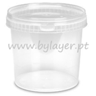 Seau transparent de 1,5L avec couvercle et anse