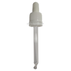 Dropper Pipette cap PP18 tamper evident ribbed with curved tip white for 50ml bottle