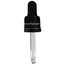 Tapa rosca precintable estriada negro PP18 con pipeta cuentagotas con tubo 65 mm altura