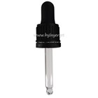 Dropper Pipette cap PP18 tamper evident ribbed black with 65mm high tube