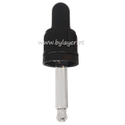 Tapa rosca precintable estriada negro PP18 con pipeta cuentagotas para botella 10ml