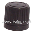 Dropper cap tamper evident PP18 black (lid and seal) ribbed