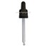 Tapa rosca precintable estriada negro PP18 con pipeta cuentagotas con punta curva para botella 50 ml