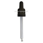 Tapa rosca precintable estriada negro PP18 con pipeta cuentagotas con punta curva para botella 50 ml