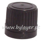 Dropper cap PP18 black (lid and seal) ribbed