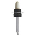 Dropper with white Pipette and black cap PP18 with curved tip for 30ml bottle