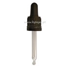 Tapa rosca precintable estriada negro PP18 con pipeta cuentagotas con punta curva negro para botella 20 ml