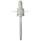Tapa rosca precintable estriada blanca PP18 con pipeta cuentagotas para botella 100ml