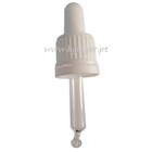 Tapa rosca precintable estriada negro PP18 con pipeta cuentagotas con punta curva blanca para botella 5 ml