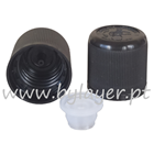 Tapa rosca precintable gotero PP18 negro (tapa y obturador) con protección para niños estriado
