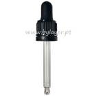 Tapa rosca precintable estriada negro PP18 con pipeta cuentagotas para botella 30ml