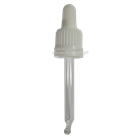 Tapa rosca precintable estriada blanco PP18 con pipeta cuentagotas con punta curva para botella 30 ml