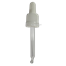 Tapa rosca precintable estriada negro PP18 con pipeta cuentagotas con punta curva blanco con tubo 65 mm altura