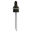 Dropper Pipette cap PP18 tamper evident ribbed with curved tip of 104mm black