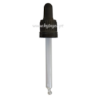 Bouchon vissant inviolable striée avec pipette compte-gouttes PP18 à pointe incurvée de 104mm noir