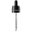 Bouchon vissant inviolable striée avec pipette compte-gouttes PP28 à pointe incurvée de 104mm noir