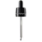Bouchon vissant inviolable striée avec pipette compte-gouttes PP28 à pointe incurvée de 104mm noir