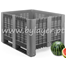 Contenedor palet de 610L rejado (1,2x1x0,76m) con 2 patines