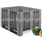 Contenedor palet de 610L rejado (1,2x1x0,76m) con 2 patines